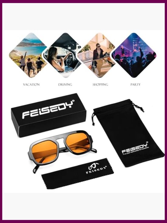 Retro Square Aviator Sunglasses Plastic Frame UV Protected main image 7